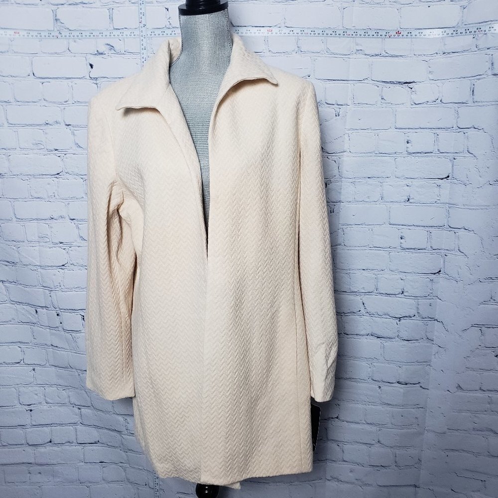 Dana Buchman Champagne Color Coat Jacket size 14 new with tags cream herringbone
